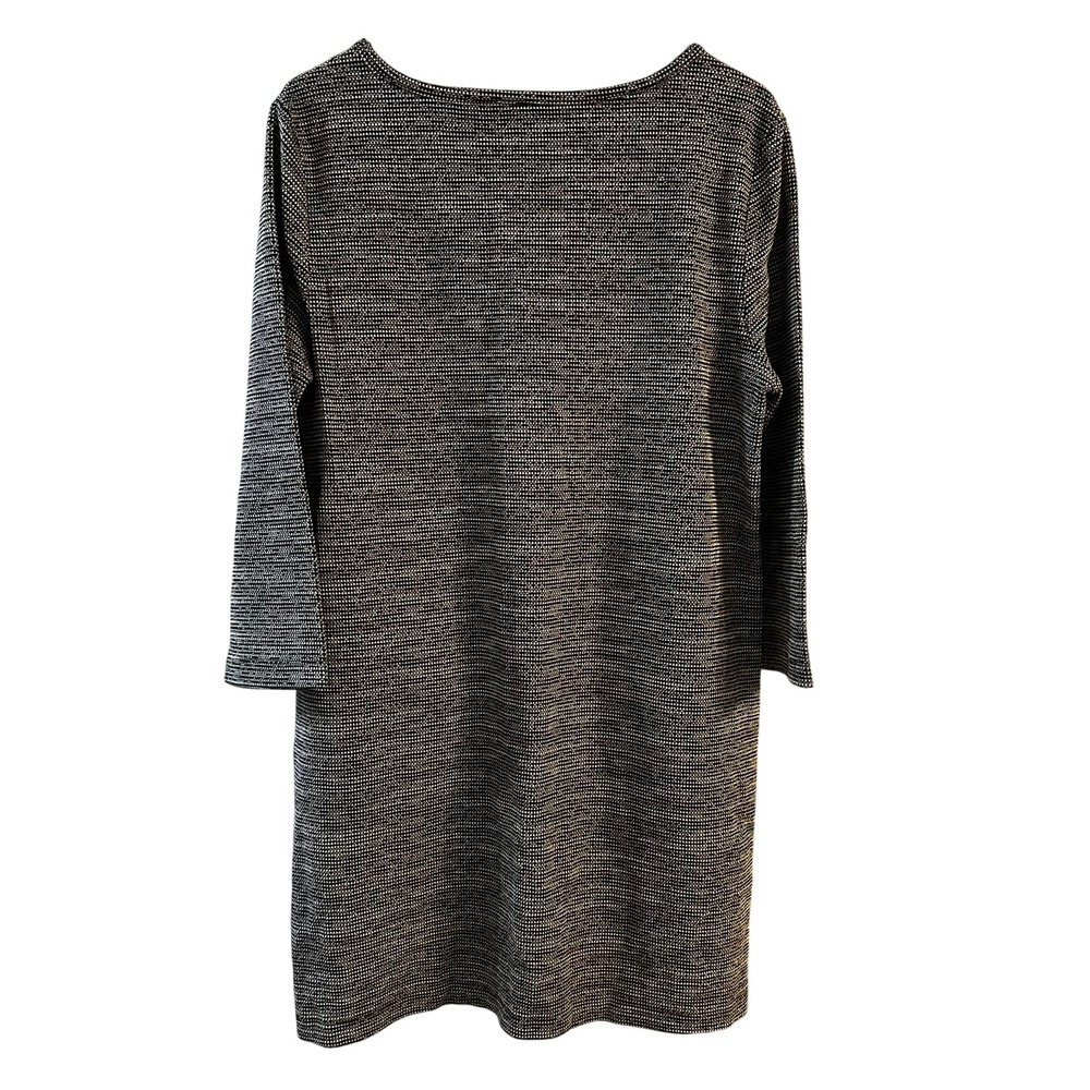 Adrienne Vittadini Black White‎ Textured Knit Shift Dress 3/4 Sleeve Pockets XL - Picture 5 of 5
